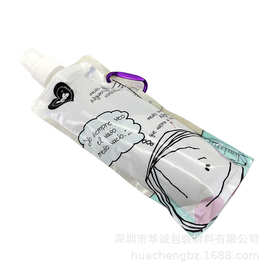 现货野营硅胶水袋可折叠500ml大容量骑行登山饮水袋水壶户外运动