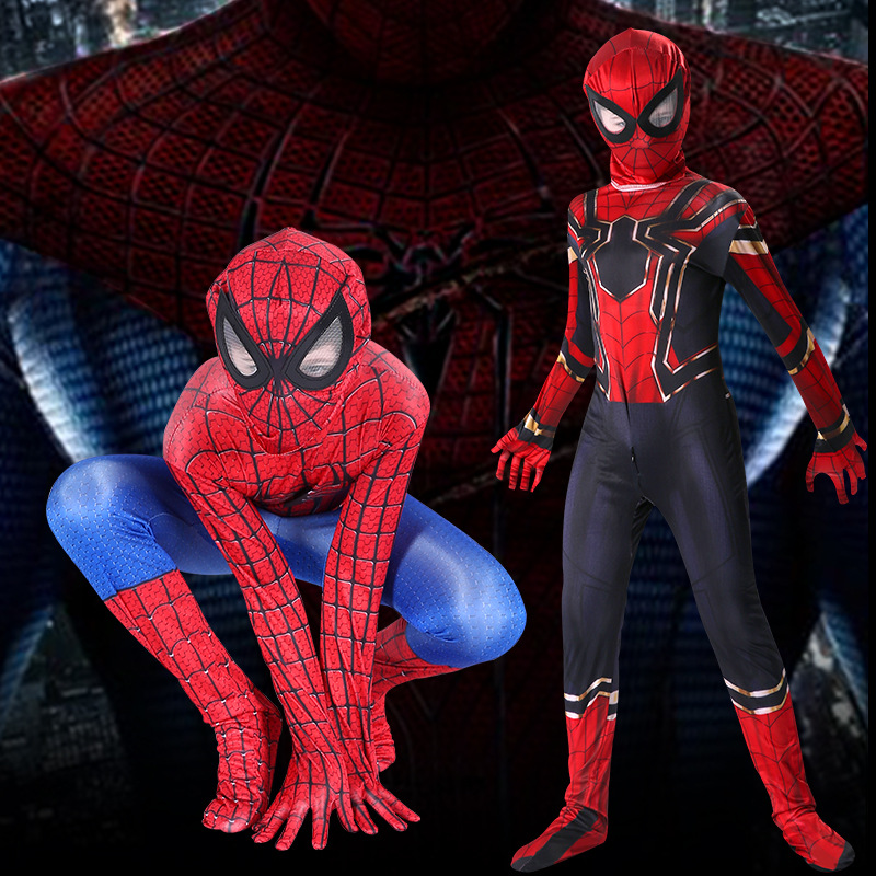 万圣节儿童服装COSPLAY男童蜘蛛侠服英雄装扮连体衣