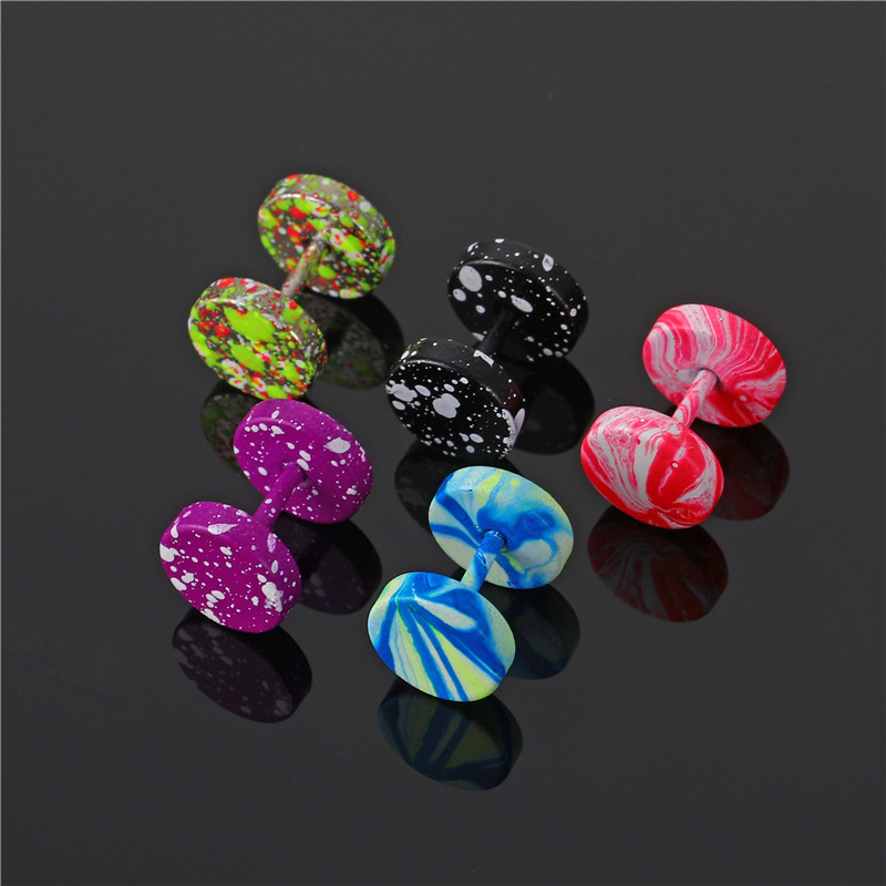 Pendientes hombre mancuerna acero inoxidable estilo coreano_voghion.com