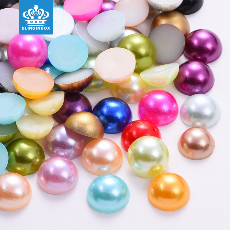 Abs Semi-Circular Imitation Pearl Handmade Beads High-Gloss Electroplated Loose Beads Resin DIY Jewelry Accessories Nail Art Diamond Materials