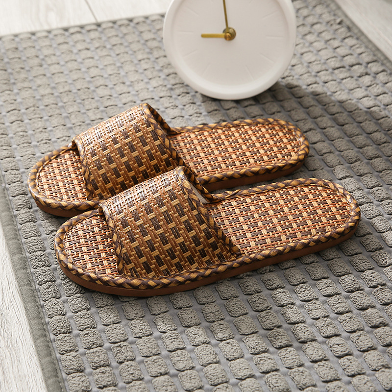 Zapatillas de paja de ratán tejido Zapatillas de casa de paja Zapatillas de casa de hombres y mujeres zapatillas de verano de ratán de bambú zapatillas de Río y Lago corriendo