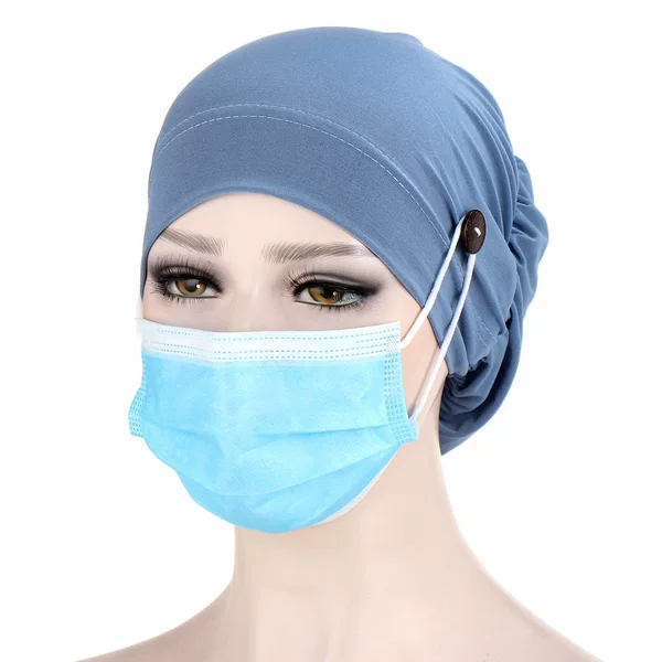 Amazon Buttoned Faux Fur Base Cap Head Wrap Hat Crystal Linen Multicolor Chemo Cap