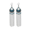 Ethnic earrings, long chain, crystal, boho style, ethnic style, European style, wholesale