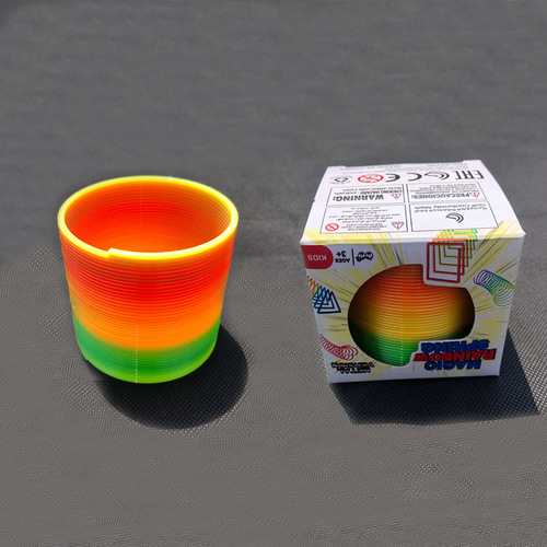 Children's spring coil magic hula hoop magic stall toy lantern plastic floor push small gift small rainbow hoop