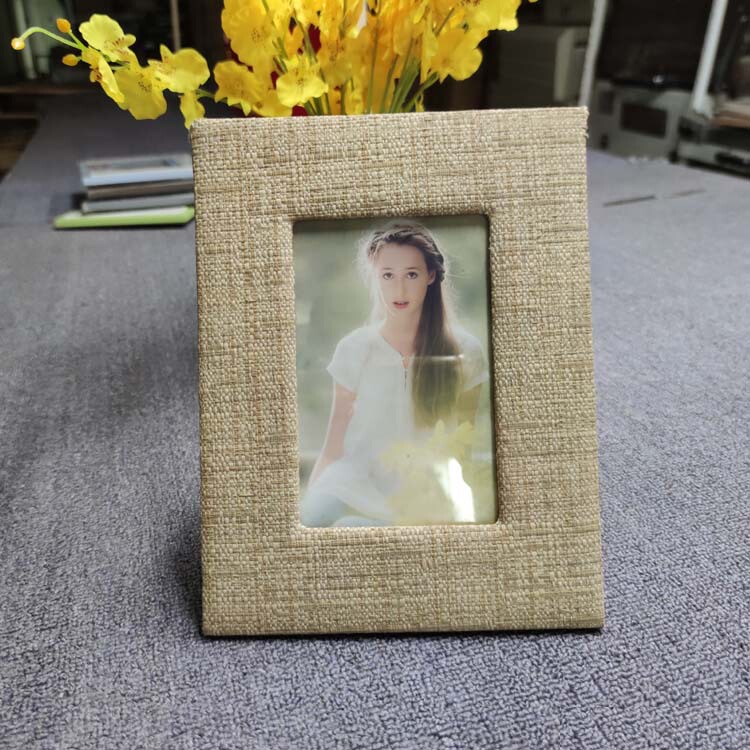 Manufacturer Customized Mdf Cloth-Covered Photo Frame 6inch 7inch Leather Photo Frame Table Density Board Canvas Frame Velvet Frame
