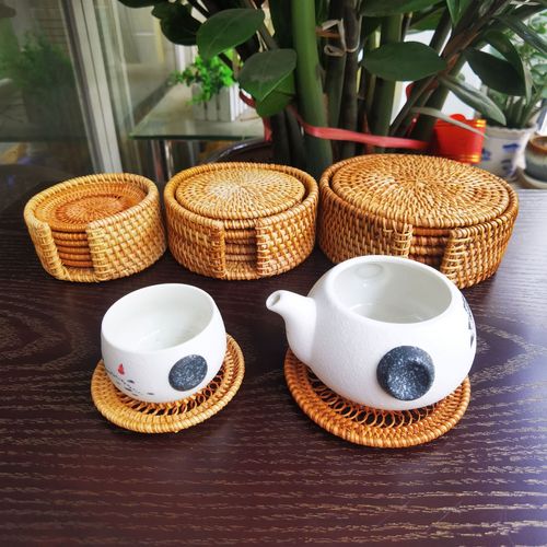 Factory Direct Sale Vietnamese Rattan Tea Cup Mat Tea Ceremony Pot Stand Rattan Bowl Mat Pot Mat Cooking Mat Heat Insulating Mat