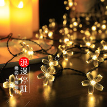 太阳能桃花灯串 LED圣诞节日防水闪灯串婚庆庭院户外装饰户外灯