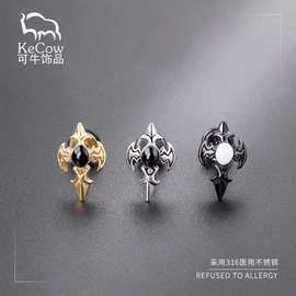 日韩时尚潮流个性宝剑十字架耳钉朋克设计创意男耳环饰品批发