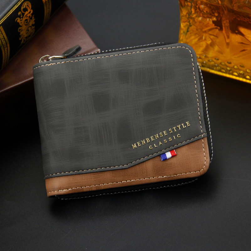 New Men's wallet fashion frosted large capacity wallet zipper bag coin purse men's short bib wallet New Men's wallet fashion frosted large capacity wallet zipper bag coin purse men's short bib wallet