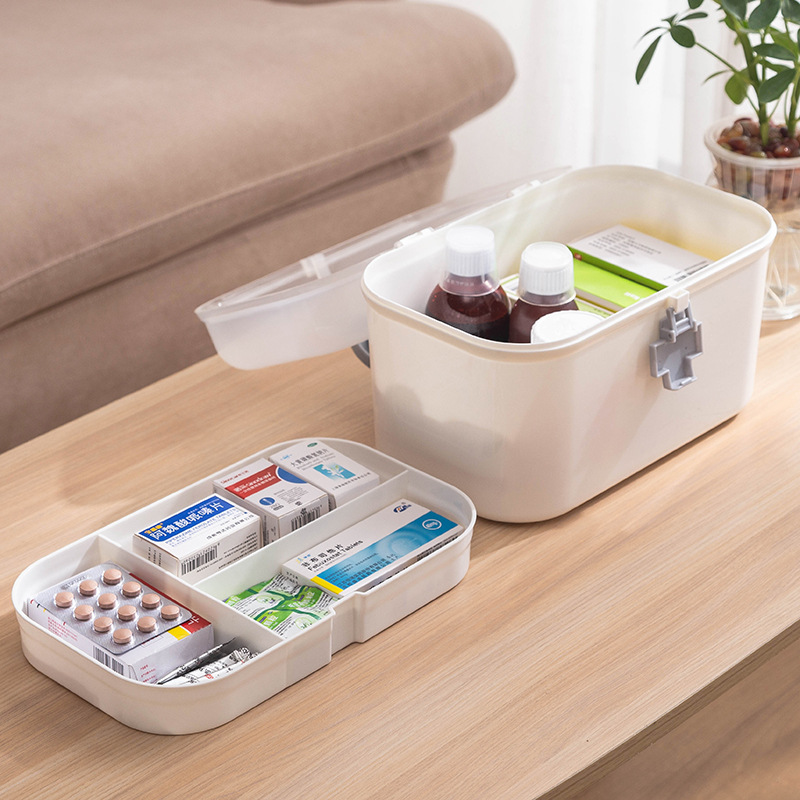 Venta directa de fábrica, caja de medicamentos de plástico transfronteriza al por mayor, caja de medicamentos de plástico portátil para el hogar al por mayor, tamaño grande