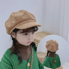 宝宝贝雷帽冬季儿童八角帽韩版女童蓓蕾帽男童灯芯绒 鸭舌帽
