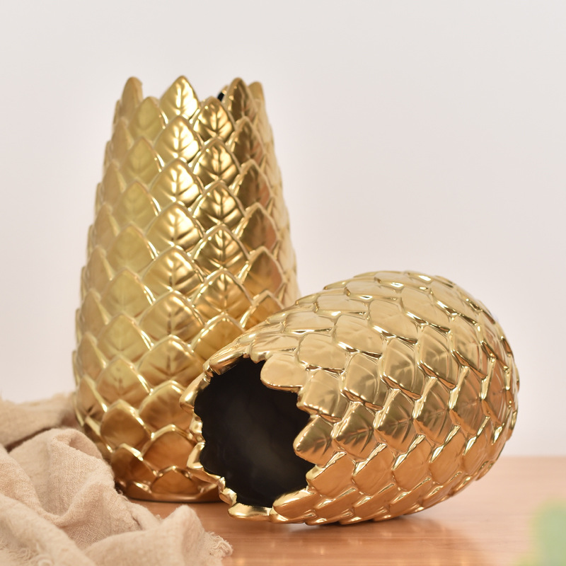 Jarrones nórdicos inspirados en Instagram.Decoración para el hogar de cerámica galvanizada.Adornos minimalistas para salón.