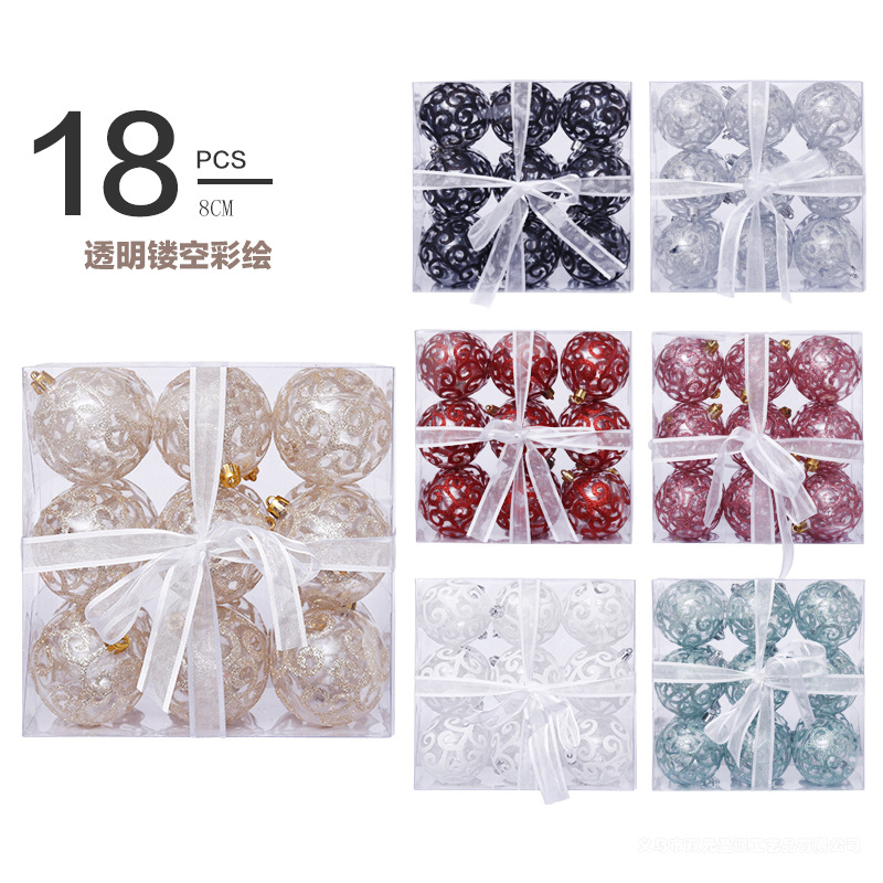Christmas Decorations 8cm/18 Painted Pet Transparent Balls Christmas Balls Christmas Tree Pendants
