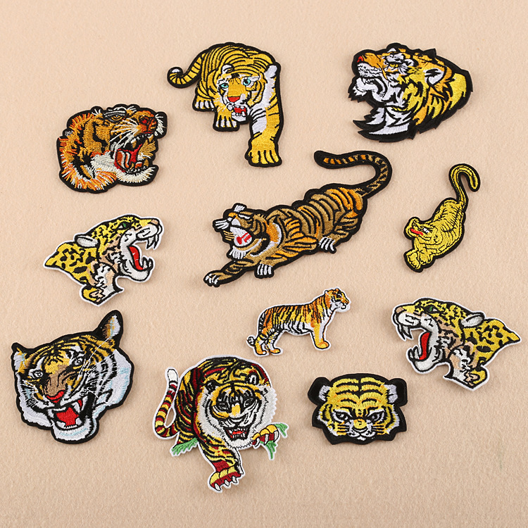 虎头电脑绣花章仔老虎高端服装辅料跨境电商货源补丁胸章刺绣布贴