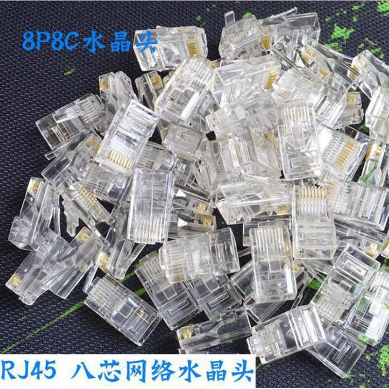 超五类散装8P8C Crystal head Network RJ45 кристаллический разъем 100 Мбит/с сверхпять категорийной сетевой кабельный кристаллический разъем