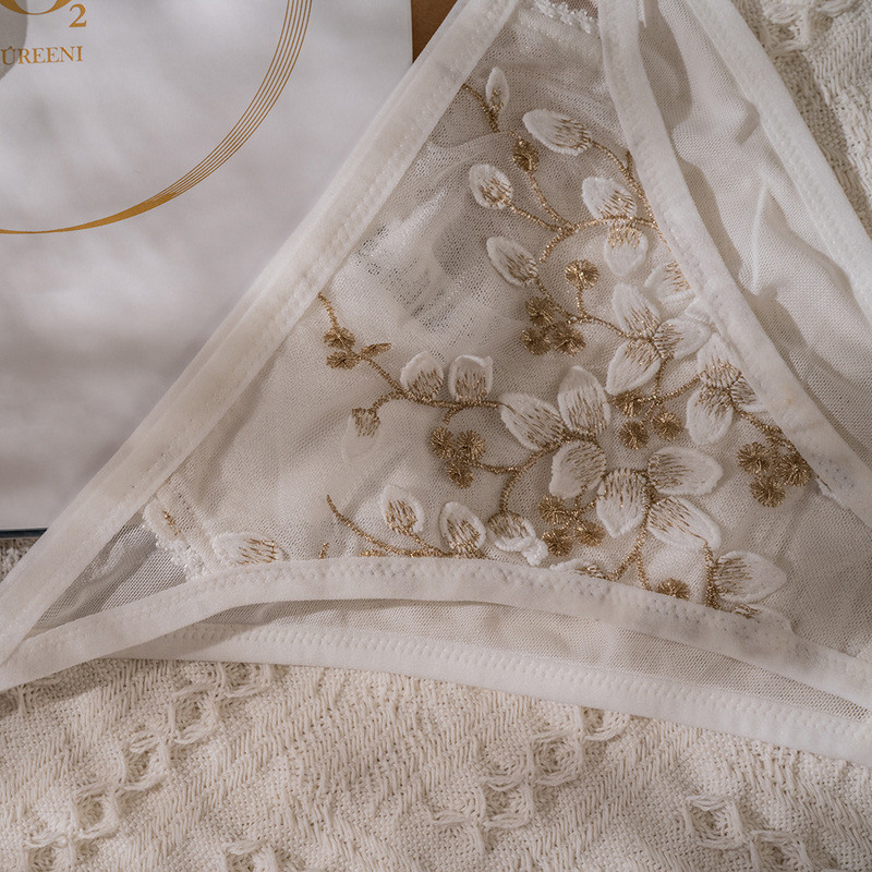 Matching Women's Underwear Embroidered Fashion Lace French Underwear Set Sexy and Cute Briefs Pure Desire European and American