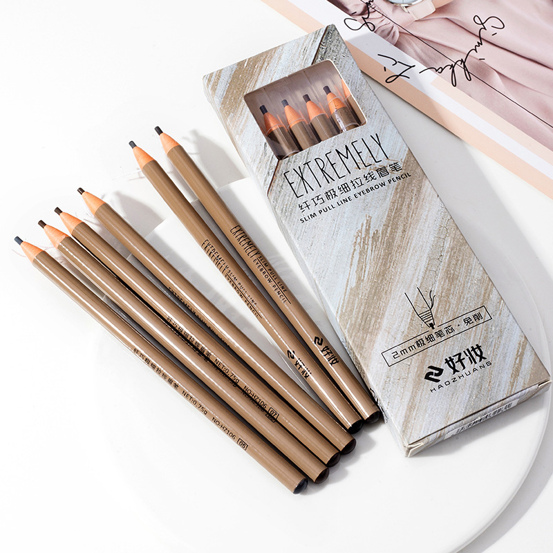 Lápiz de cejas sin raspado impermeable a prueba de sudor no decoloración maquillaje al por mayor lápiz de cejas de núcleo fino para principiantes