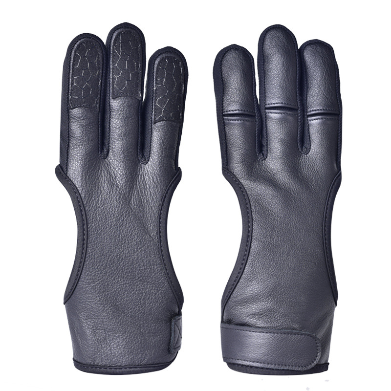 Gants de tir à l'arc en peau de cerf BOODUN avec doigts qui fuient, antidérapants et respirants pour la chasse et le tir_voghion.com