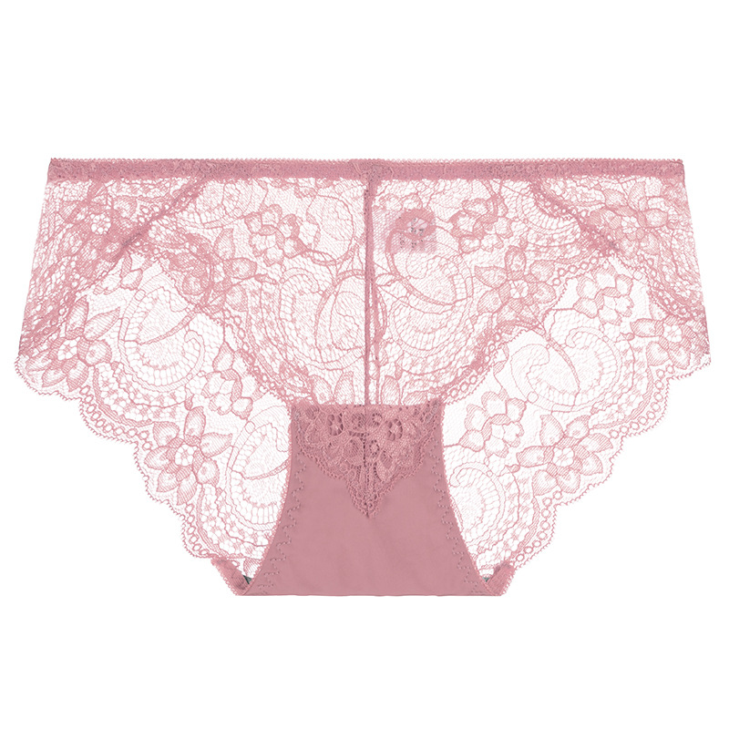 Bragas de mujer de algodón sexy floral con borde de encaje, bragas de mujer japonesas cómodas y agradables para la piel