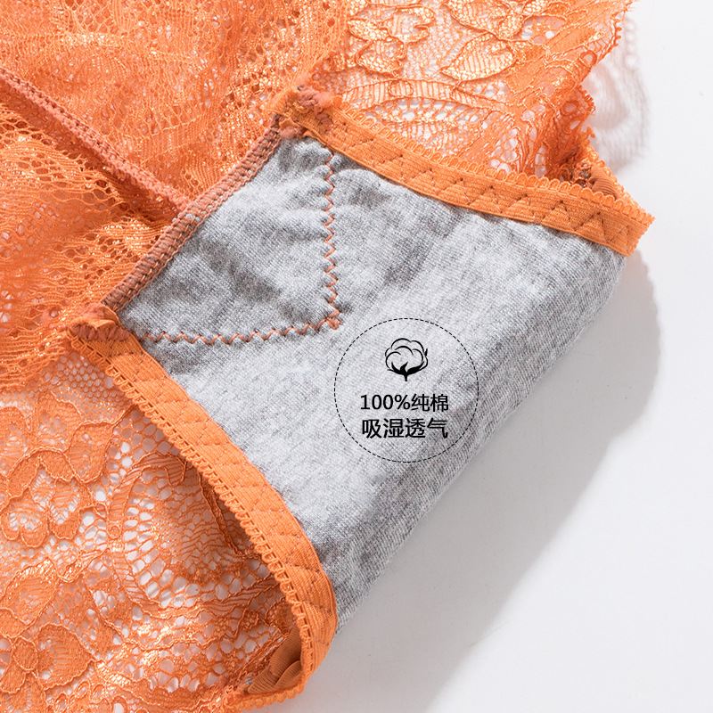 Bragas de mujer de algodón sexy floral con borde de encaje, bragas de mujer japonesas cómodas y agradables para la piel
