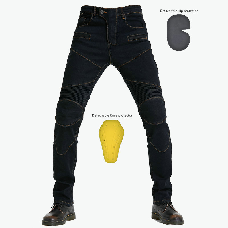 Vaqueros de moto VOLERO para hombre, pantalones de moto elásticos para las cuatro estaciones, anti-caída, de pierna recta, para conducción todoterreno.