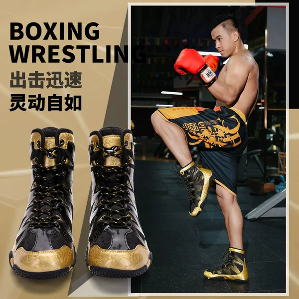 Boxing Shoes, Sports Fighting Training High-Top Shoes, Men's and Women's Gym Weightlifting Indoor Squat Shoes, Fighting Shoes, Wrestling Shoes