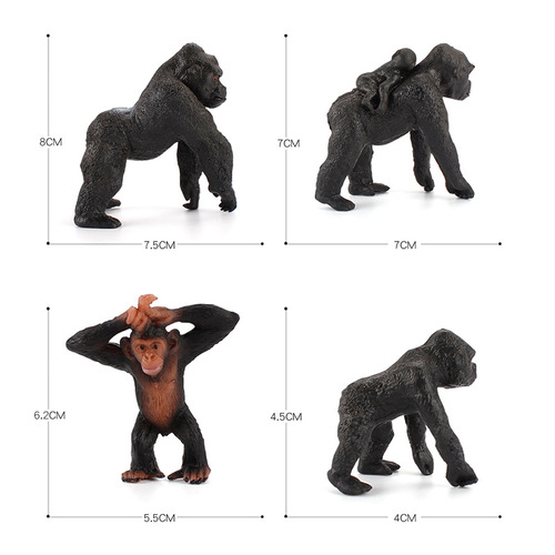 Simulation Wildlife Model Chimpanzee Baby Carrying Standing Orangutan Black Kong Zoo Gorilla Ornament Toy