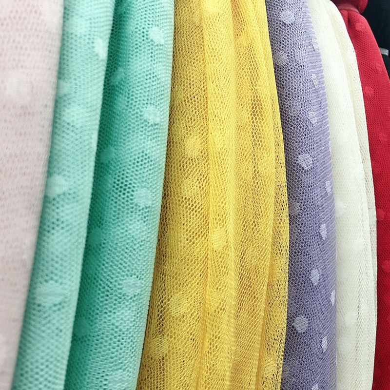 厂家供应 大圆点波点网眼布网纱 女装童装裙纱服装面料辅料