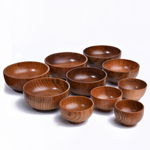 木碗日式 家用防摔加厚手工碗 复古实餐具套装 酸枣木蒙古碗