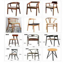 北欧简约实木餐椅卧室椅子客厅个性座椅奶茶店Y字型Z型铁艺椅子