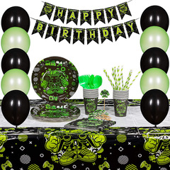 亞馬遜遊戲手柄主題派對用品生日拉旗手柄鋁膜氣球遊戲生日派對