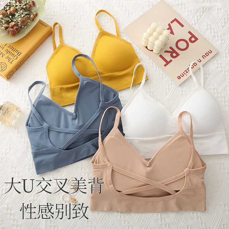 La ropa interior de niña japonesa en forma de U Cruz belleza correa trasera envuelta en el pecho verano nueva celebridad de Internet mismo estilo ropa interior inalámbrica