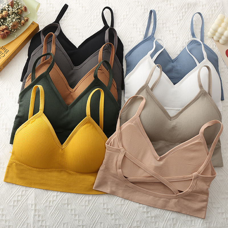 La ropa interior de niña japonesa en forma de U Cruz belleza correa trasera envuelta en el pecho verano nueva celebridad de Internet mismo estilo ropa interior inalámbrica