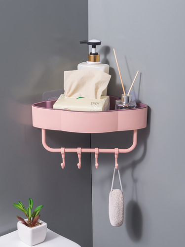 Nordic contrasting color bathroom triangle storage rack wall storage rack without punching bathroom storage rack to save space