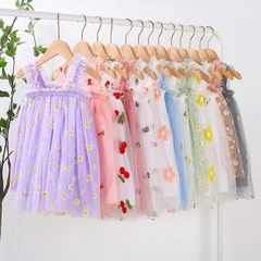 INS Children's Summer New Halter Girl Dress Embroidered Sweet Gauze Dress Children's Fashion Princess Dress Wholesale