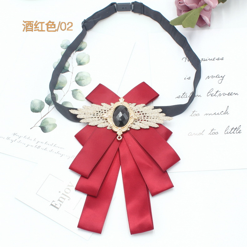 Pajarita jk diamantes de imitación corbata de seda negra corbata de lazo femenino cuello flor corbata broche ramillete pajarita negra uniforme