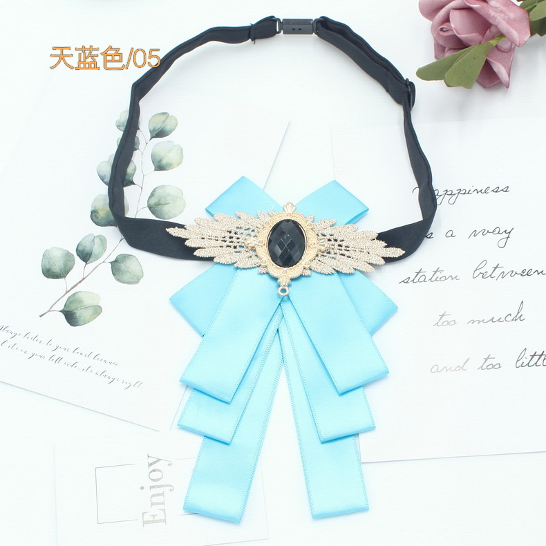 Pajarita jk diamantes de imitación corbata de seda negra corbata de lazo femenino cuello flor corbata broche ramillete pajarita negra uniforme