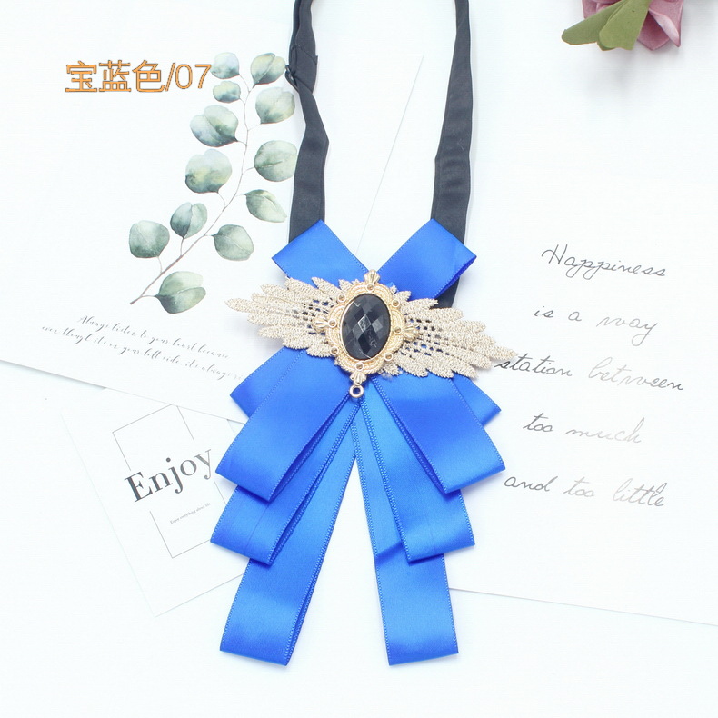 Pajarita jk diamantes de imitación corbata de seda negra corbata de lazo femenino cuello flor corbata broche ramillete pajarita negra uniforme