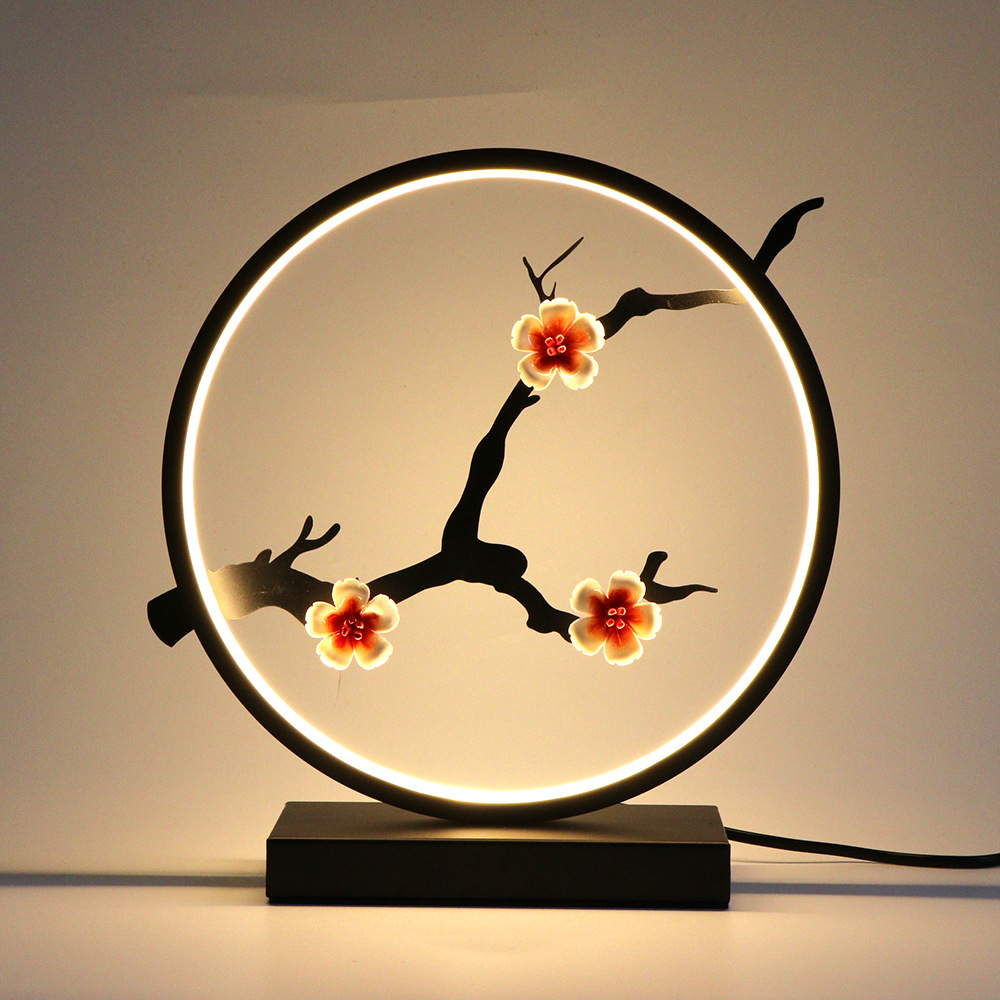 Lámpara de escritorio LED, lámpara de noche retro para proteger la vista, lámpara decorativa redonda para dormitorio, luz de tres colores ajustable, estilo vintage de escritorio