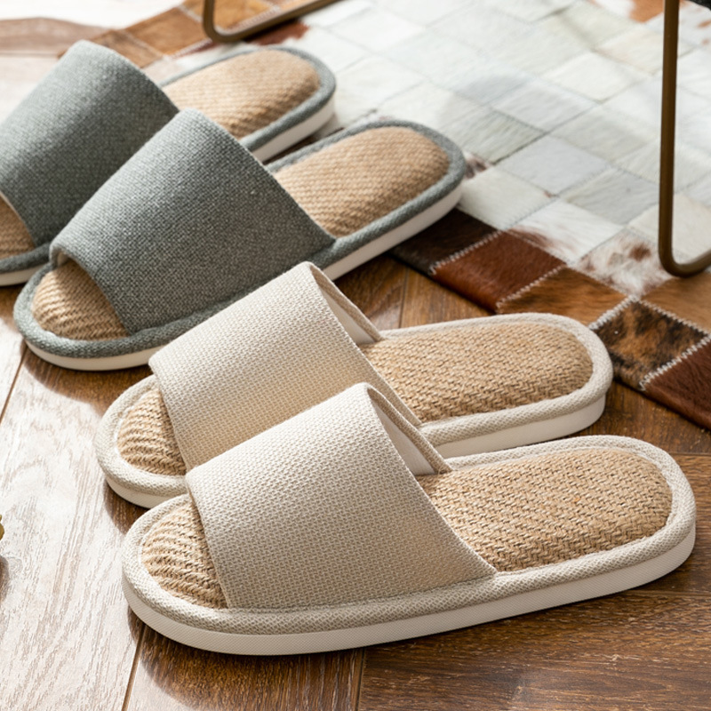 Cixi Simple Linen Slippers Four Seasons Indoor Men's and Women's Home Soft Bottom Floor Cotton and Linen Slippers Wholesale for Couples