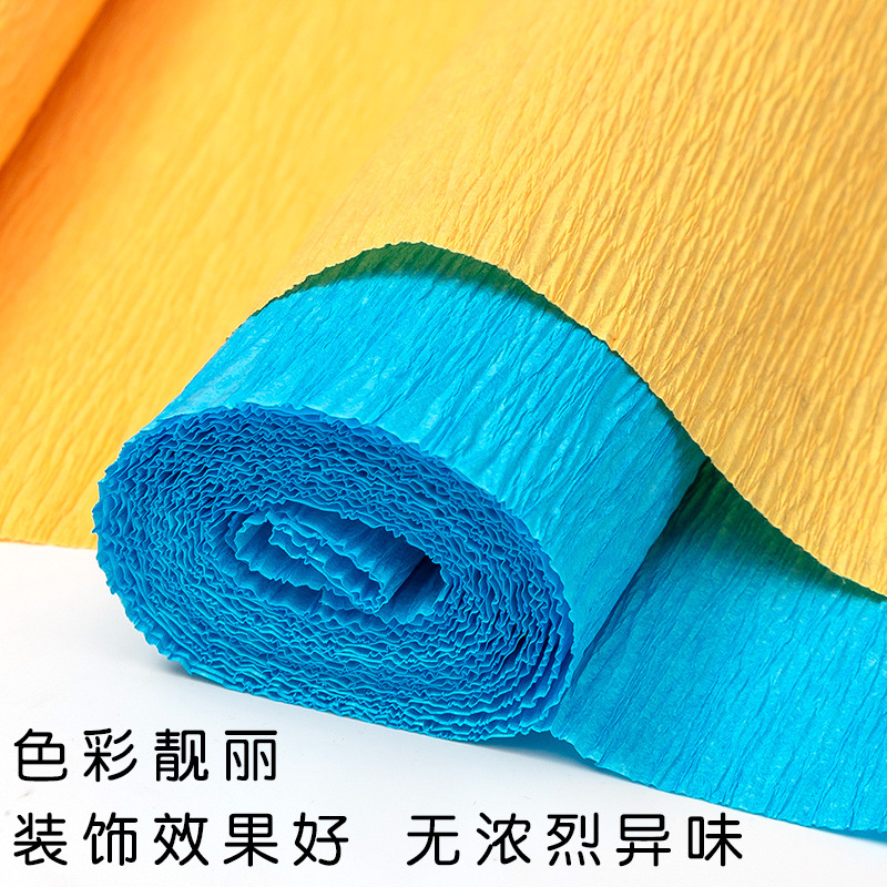 Color grueso papel crepé hecho a mano material de ramo Carnation curling papel plisado paquete de material de bricolaje mano amasando papel