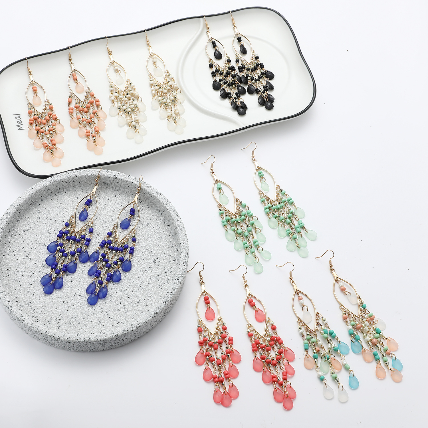 Cross-border accessories earrings Bohemian long tassel earrings retro ethnic style exaggerated personality earrings wholesale