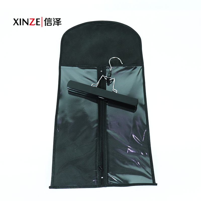 Cubierta de peluca no tejida bolsa de polvo de peluca negra 29*60 cubierta de polvo de cremallera no tejida bolsa de traje pequeño para niños