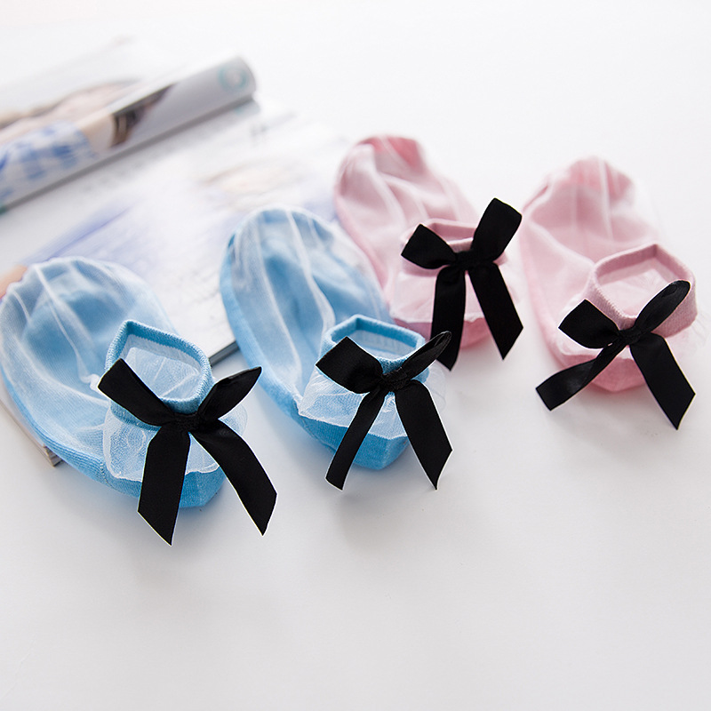 Korean Style Women's Glass Silk Socks Spring and Summer Thin Crystal Silk Cotton Bottom Short Socks Women's Cute Bow Middle Tube Internet Red Card Silk Stockings