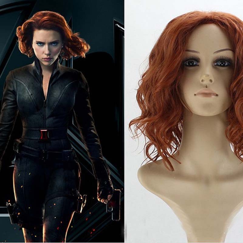 Europe and the United States new hairstyle COS animation Avengers Black Widow cosplay wig headgear red brown spot