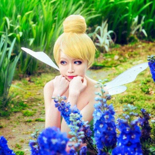 COS colorful Tinker Bell Fairy Godmother golden single pack style anime wig cosplay short wig