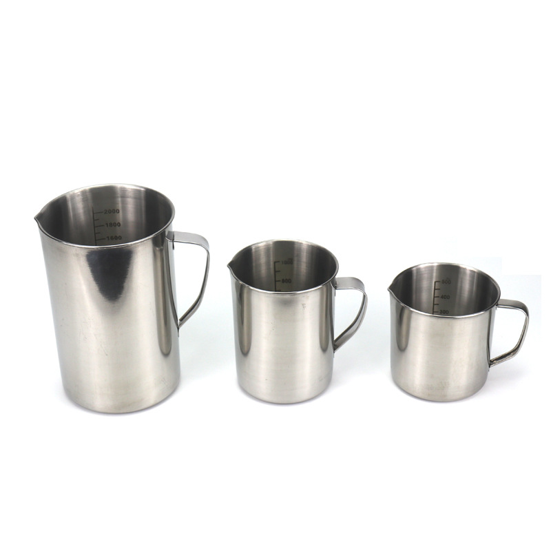 304不锈钢量杯带刻度水杯实验烧杯量桶烘培医用量筒实验室专用