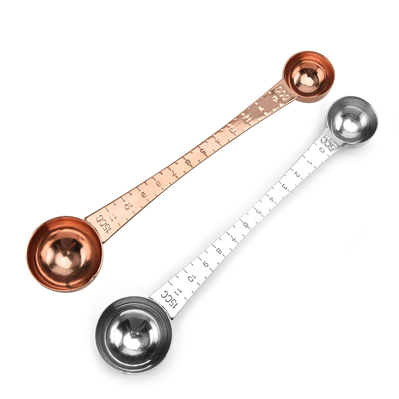 Coffee measuring spoon stainless steel scaled