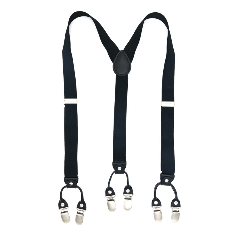 Cross-Border 2.5cm Men's and Women's Suspenders Six-Clip Adult Suspenders Business British Elastic Shoulder Straps One Piece Drop Shipping