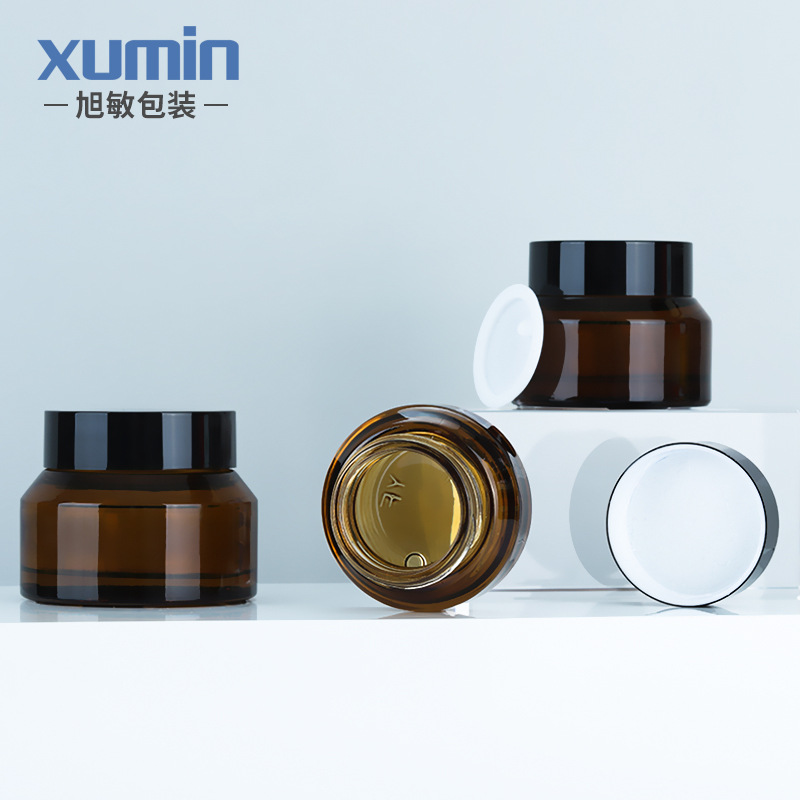 15G30G50G玻璃膏霜瓶茶色斜肩瓶化妆品玻璃瓶面霜分装瓶护肤品